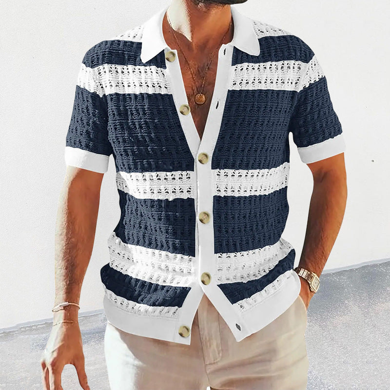 Summer Fashion Mens Clothing Collar Casual